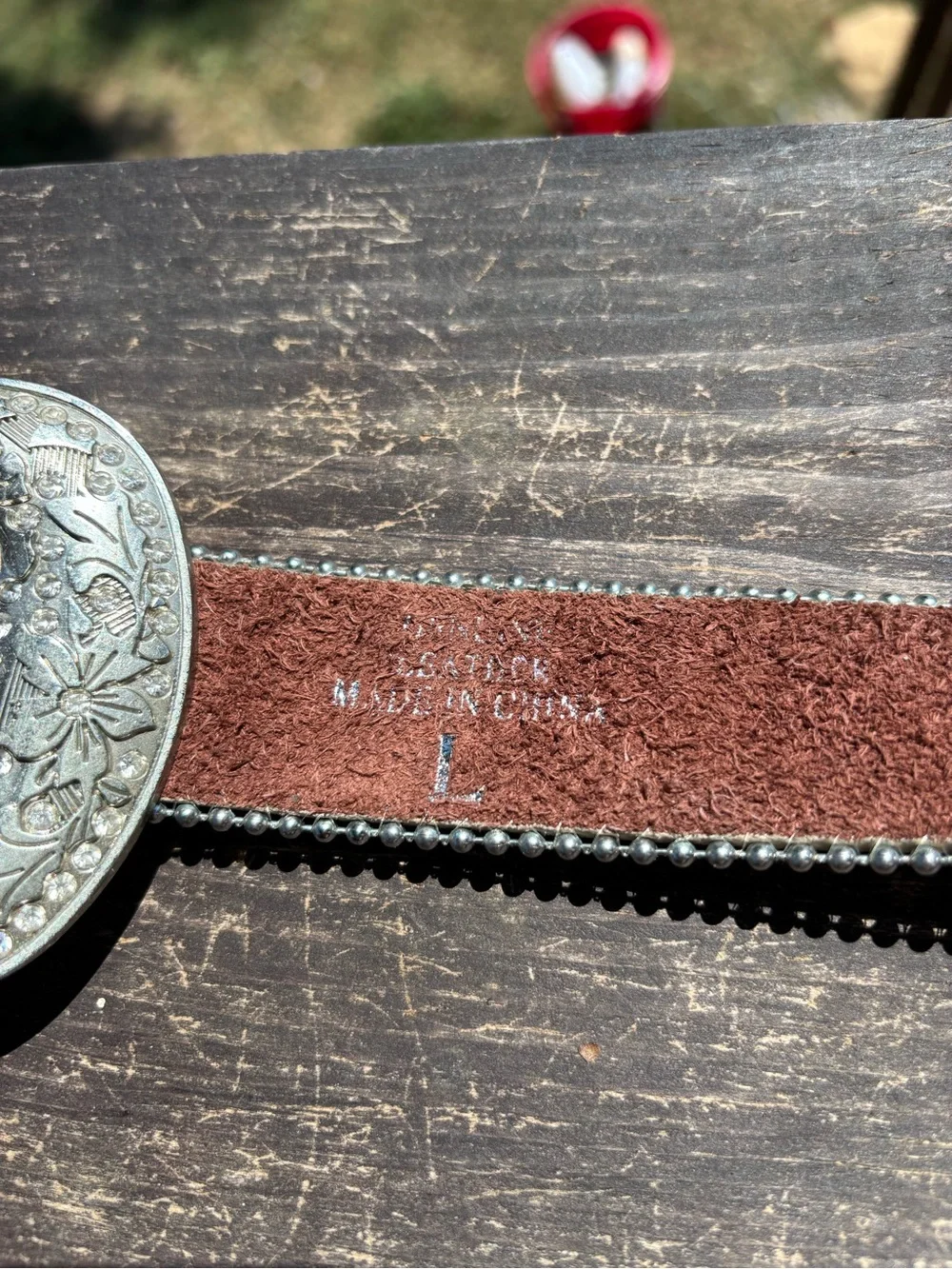 Western Rhinestone Camo Belt Size L Crossed Pistols Guns Ornate Buckle Bling